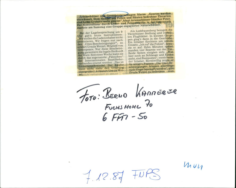 1989 ASCHUTZ LIONEN TRAN GROUP COMMITTED NATURE CONSERVATIONISTS START PETER - Vintage Photograph