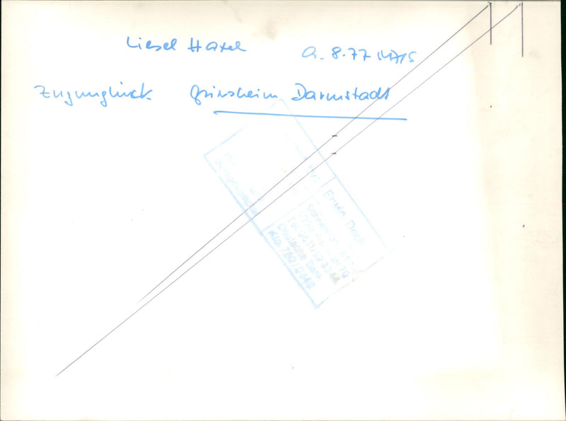 1977 AHNEN PORT DARMSTADT LIESEL HAXEL HAS NIS UNGLICK BRANSHEIM DARMSTADS - Vintage Photograph