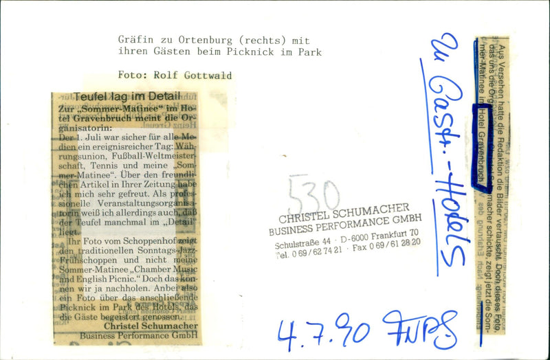 1990 KEMPINSKICH PERS GUNTHER SHOMIE HOTELS MUSIC JAZZ - Vintage Photograph