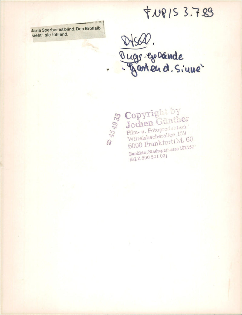 1989 RTEN MARIA SPERBER BLIND AND LIVES FRANKFURT GER FILM - Vintage Photograph