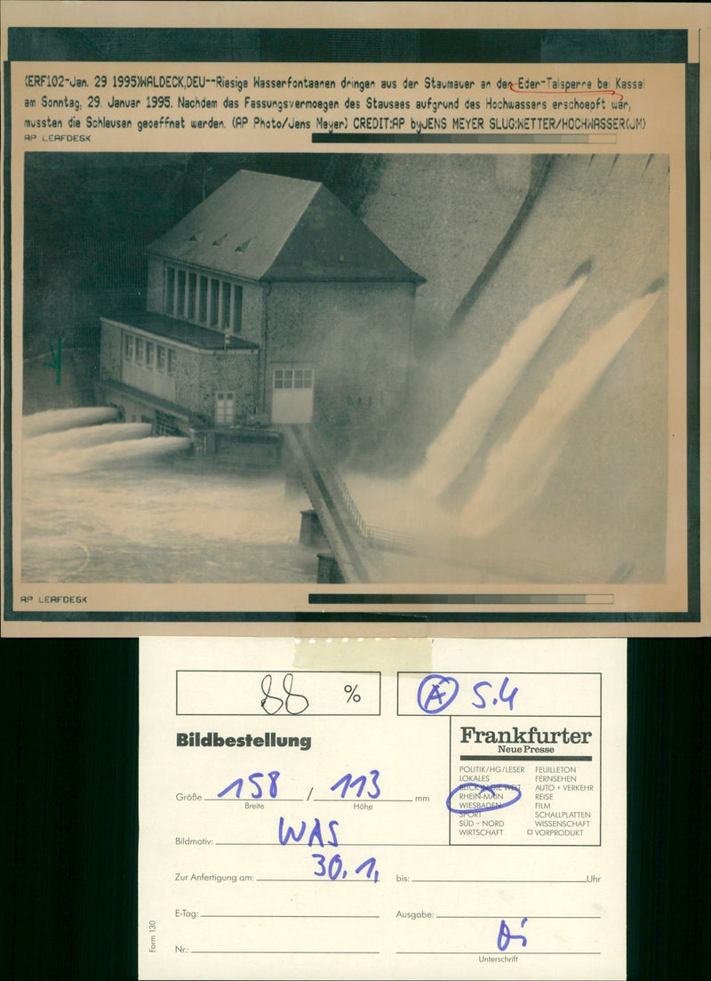 1995 EDERTALSPERRE EDER DAM KASSAL GERMANY FILM - Vintage Photograph