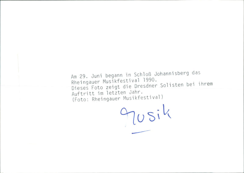 1990 STIVARS MUSIKA RHEINGAU MUSIC FESTIVAL BEGAN SCHLO JOHANNISBERG THIS - Vintage Photograph