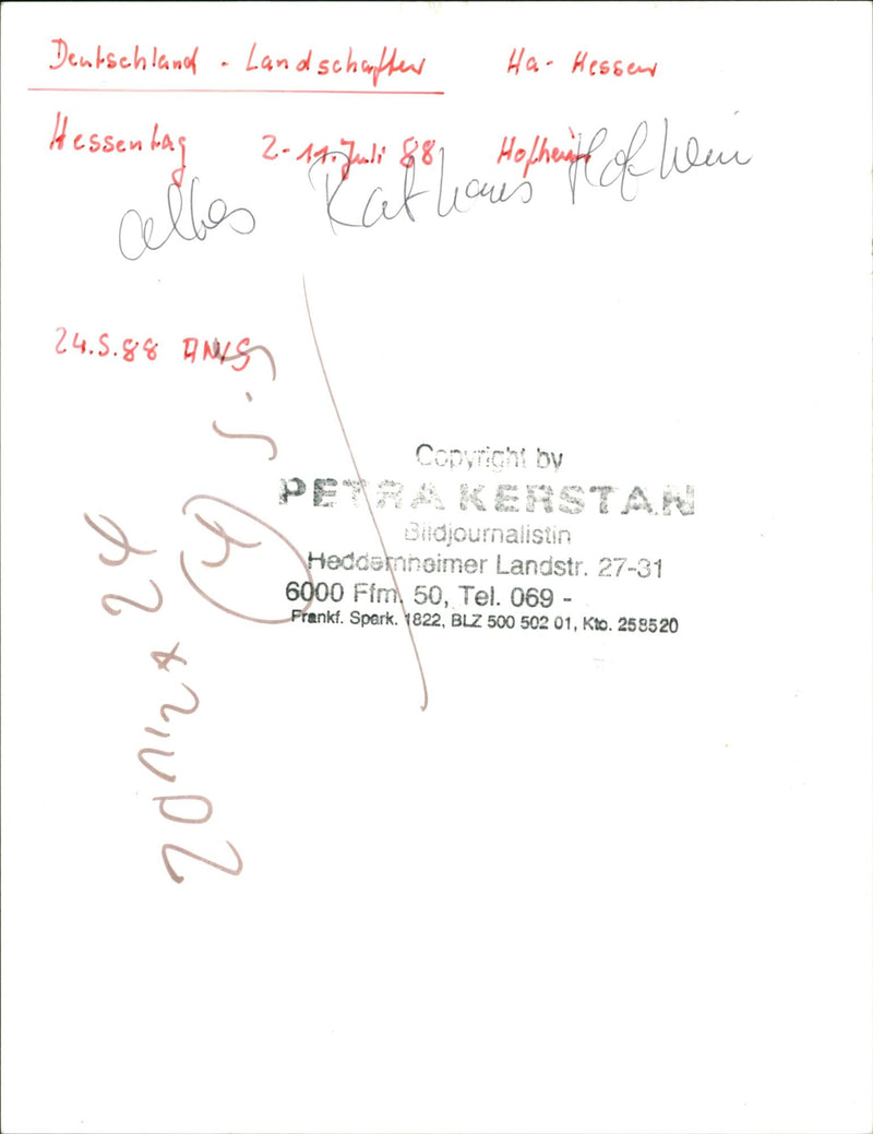 1988 HESSENTIAG HOFHEIM GERMANY LANDSCAPES HAR KESSEW HESSEN DAG CELLS KATLICE - Vintage Photograph