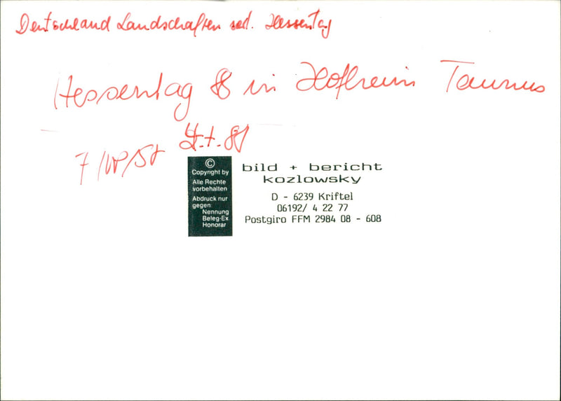 1981 HESSENTIAG HOFHEIM AND LANDSCAPES SED JESSENTENY OSENDAG JEOFFRENI TOE - Vintage Photograph