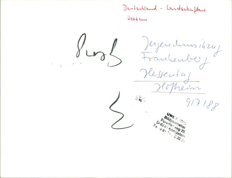 HESSENTIAG HOFHEIM GERMANY LANDSCAPES WESSEW BUG JUGENDMUSIK FRANKENBER - Vintage Photograph