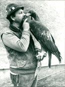 Falconer and falcon - Vintage Photograph
