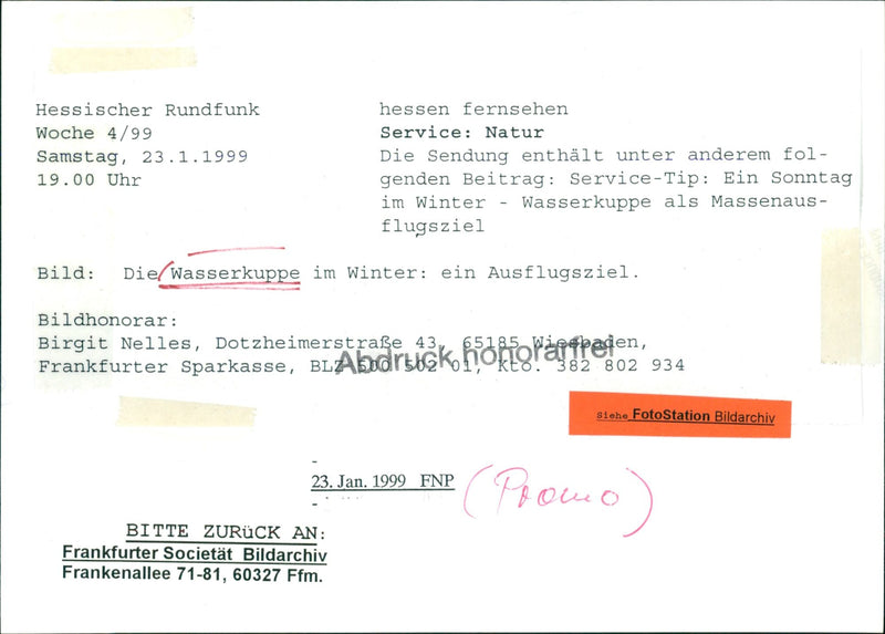 1999 LANDSCAPES HER RUNDFUNK HESSEN SERVICE NATURE BROADCAST CONTAINS - Vintage Photograph