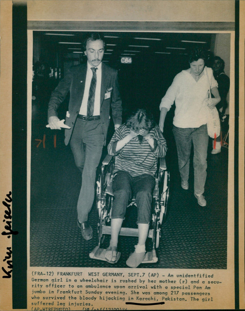 CREW SICK SHE AMONG FITTERS WHO SURVIVED BLOODY HIJAC OFFICER GERMAN - Vintage Photograph