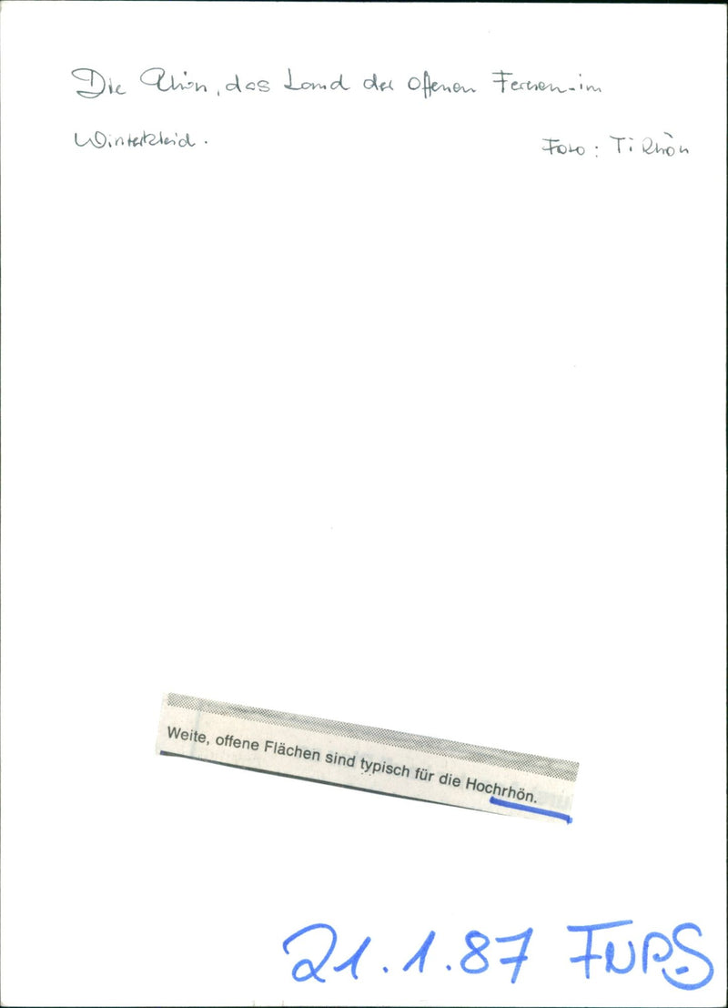 1987 LANDSCAPES ALIN LAND OPEN IRONCIN WINTER DRESS TICHON WIDE - Vintage Photograph