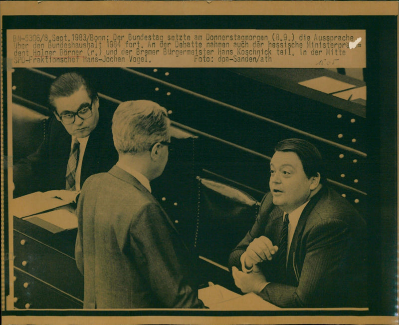 1983 RNER HOLA OTHER PERSO BUNDESTAG CONTINUED THURSDAY - Vintage Photograph