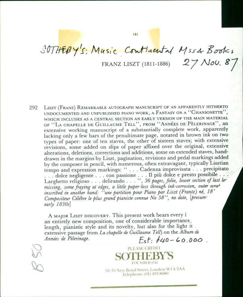 COMPOSITEUR CELEBRE FRANZ LISZT LARGHETTO FRANTZ MUSIC - Vintage Photograph