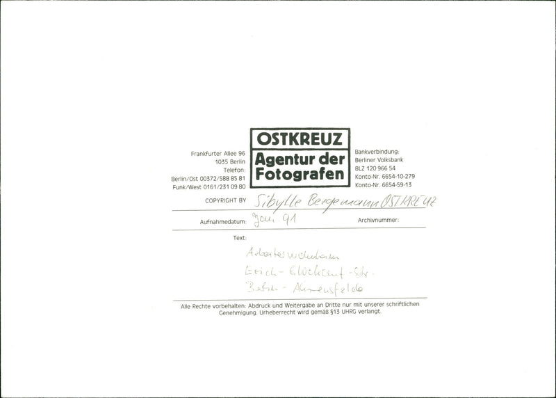 DRITTE NUR MIT UNSERER SCHRIFTLICHEN BANKVERBINDUNG FRANKFURTER ALLEE - Vintage Photograph