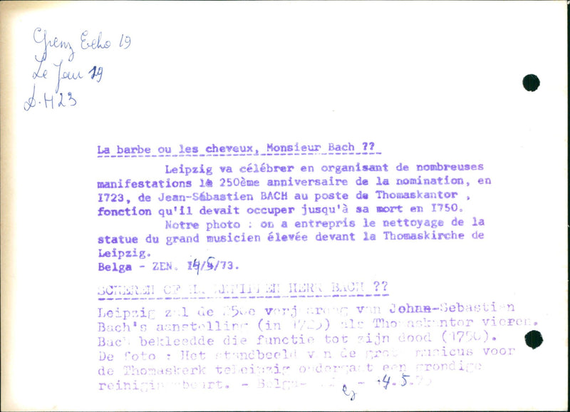 The statue of the great musician Johann Sebastian Bach - Vintage Photograph