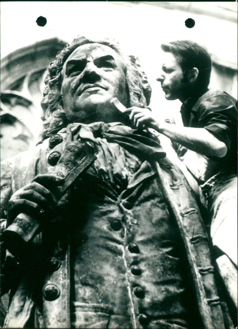 The statue of the great musician Johann Sebastian Bach - Vintage Photograph