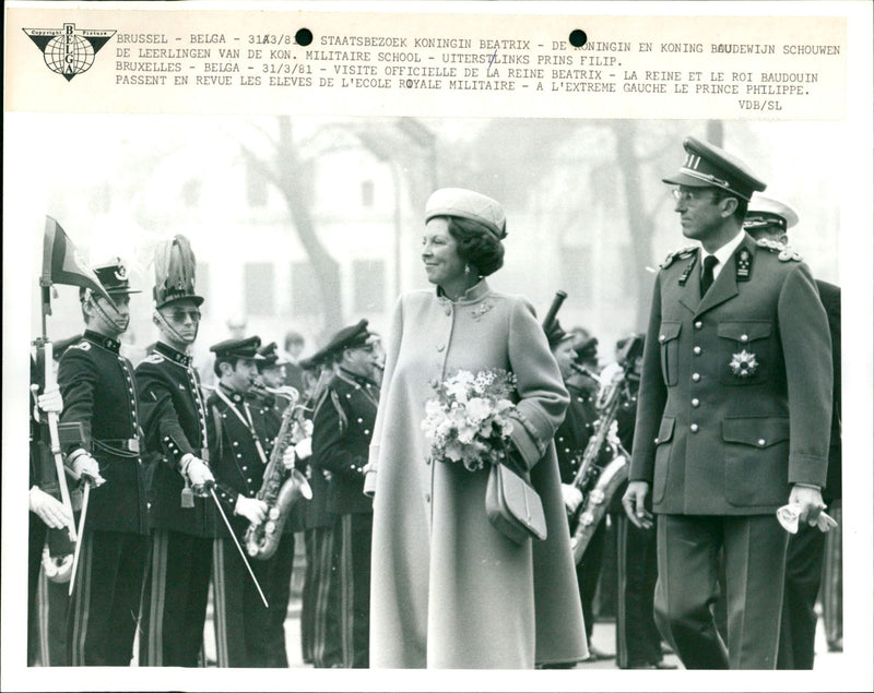 1981 LIEGE REINE BEATRIX PRINCE CLAUS ACCOMPAGNES ALBERT PAOLA - Vintage Photograph