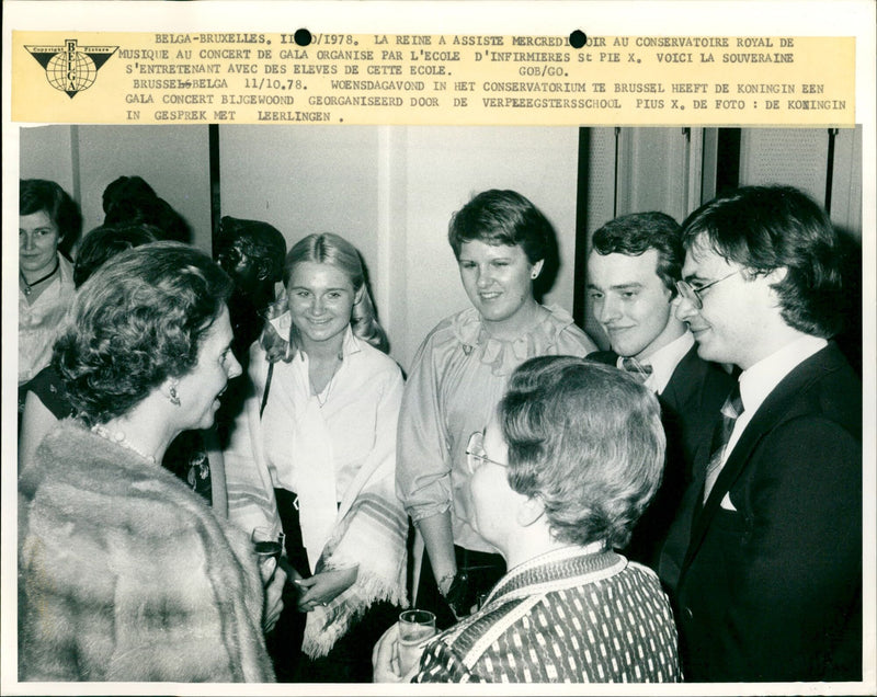 Queen Fabiola of Belgium at gala concert - Vintage Photograph