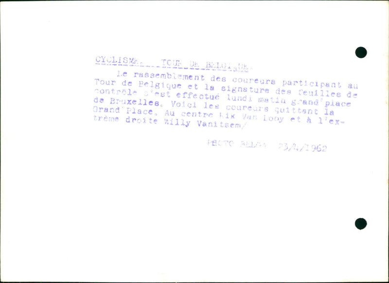 1962 TREMNE DROITE VAN FEUILLES LOOY CYCLISME DRIVERS LES VOICI SIGNATURE GRAND - Vintage Photograph