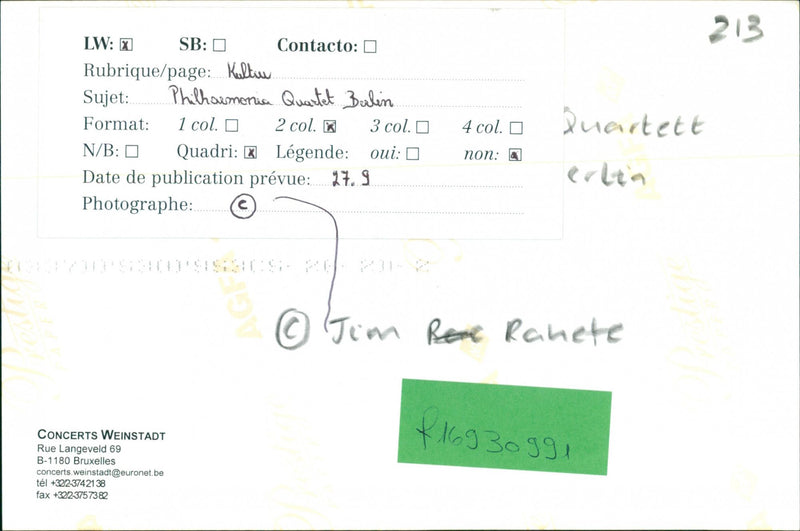 MAASVLAKTE OLIE TERMINAL FAX PAGE CONCERTS LEGEND YES RENE LANGEVELD BRUXEL - Vintage Photograph