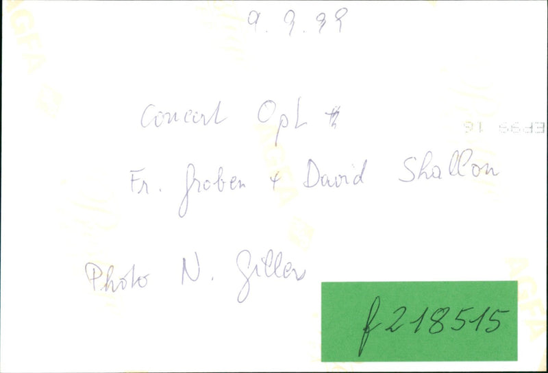 1999 DAVID CONCERT - Vintage Photograph
