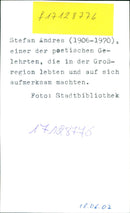 STEFAN ANDRES POET TEACHERS WHO LIVED GREATER REGION AND - Vintage Photograph