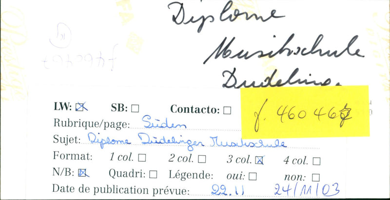 DEDELINGER MUSIC SCHOOL DUDELINA CONTACT HEADING PAGE SIDE - Vintage Photograph