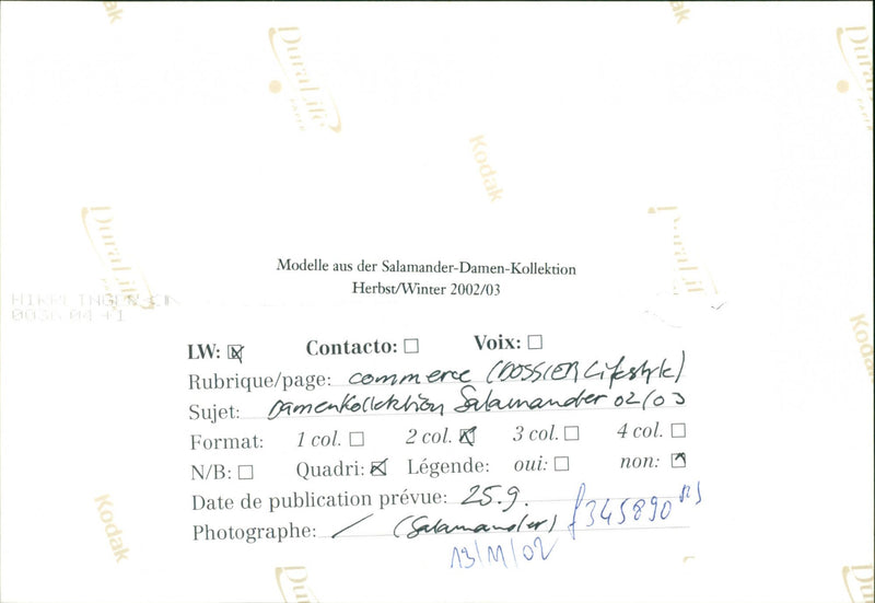 DURELLITE DEPO DURALITER MODELS SALAMANDER LADIES COLLECTION AUTUM - Vintage Photograph