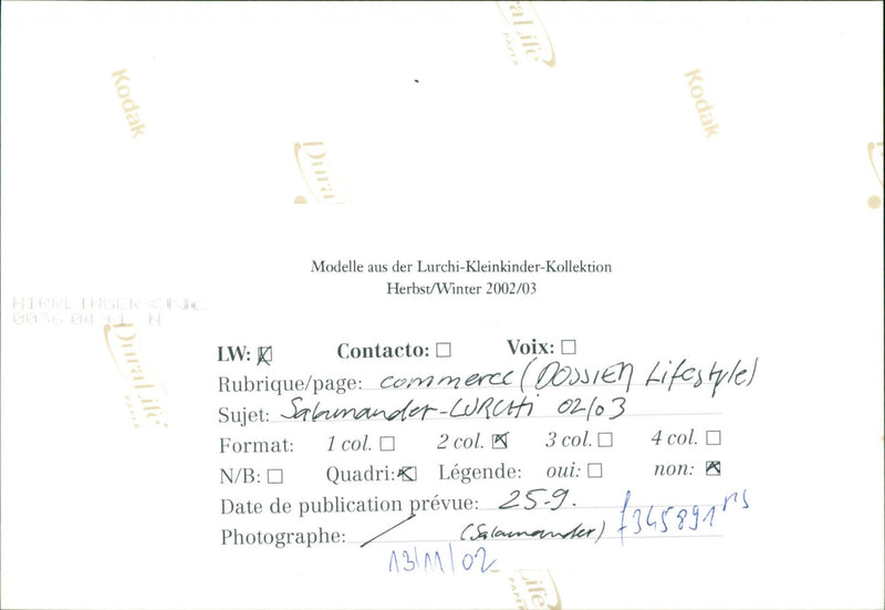 LURCHIALIFE MODELS LURCHI TODDLERS COLLECTION AUTUMN WINTER HIRT - Vintage Photograph