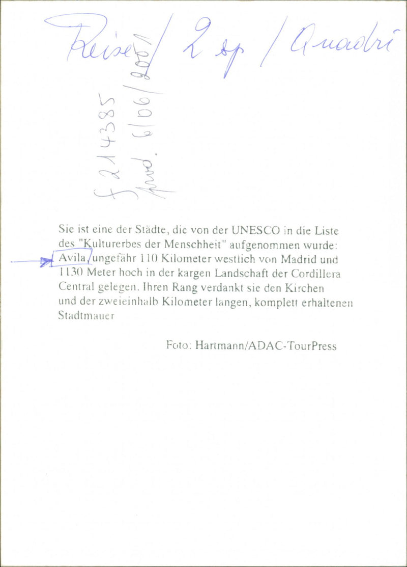 AVILA KILOMETERS MADRID AND METERS HIGH BARREN LANDSCAPE - Vintage Photograph