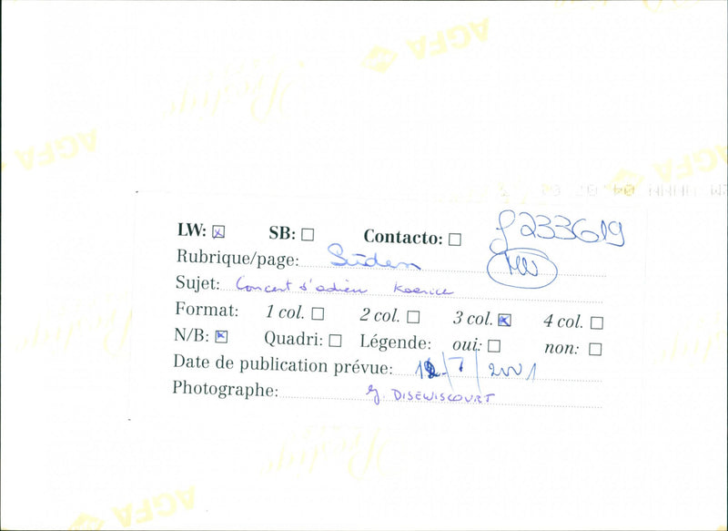 HEADING SUIDEN YES PAGE COL CONTACT QUADRI LEGEND PLANNED KOENICE CONCERT - Vintage Photograph