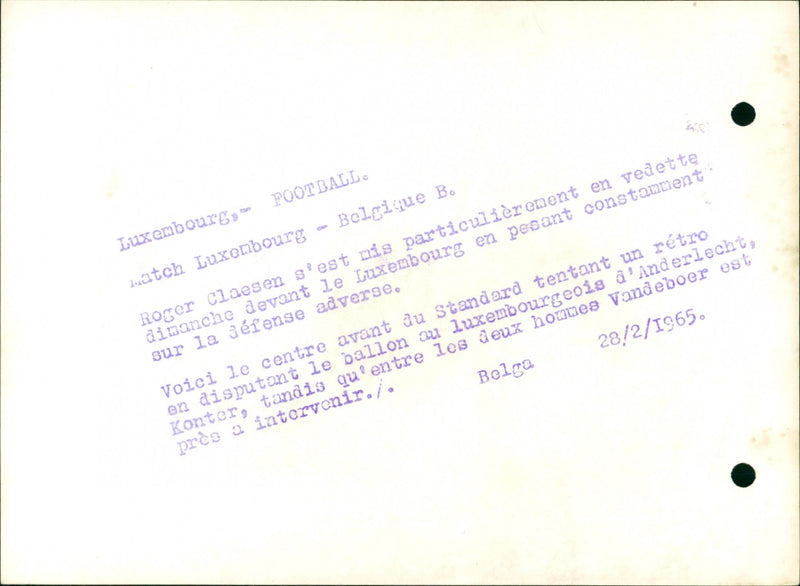 1965 KONTER FOOTBALL LUXEMBOURG INTERVENEI DWATCH STANDARD CLAESEN CONSTANTLY - Vintage Photograph