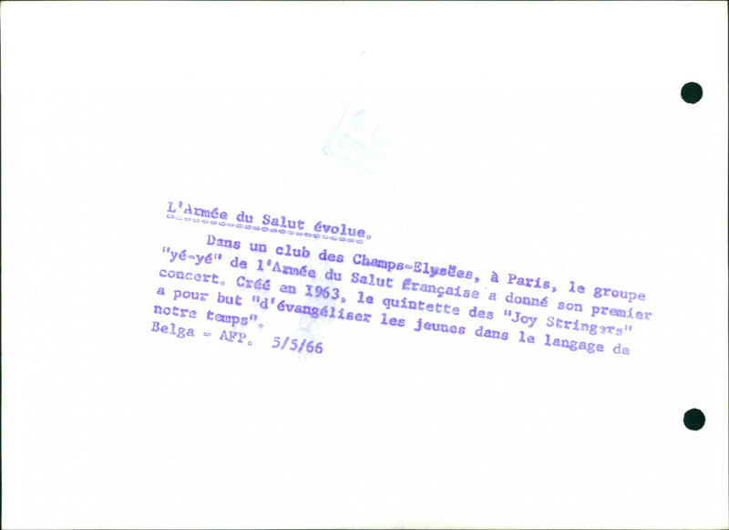 1963 OUR EVOLUE YOUNG EVANGELIZE GAVE CREATED JOY ELYSEES PARIS AIMS CHA CONCERT - Vintage Photograph