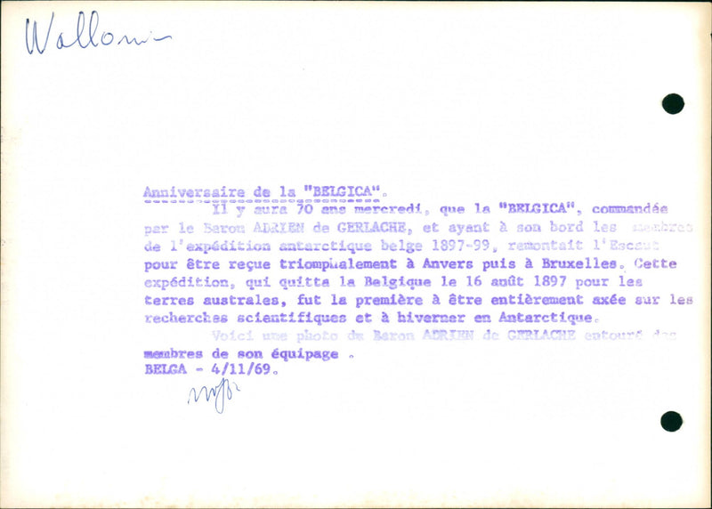 1969 ANTARCTICA HAVING SCHELDT BRUSSELS PREMIERE EXPEDITION - Vintage Photograph