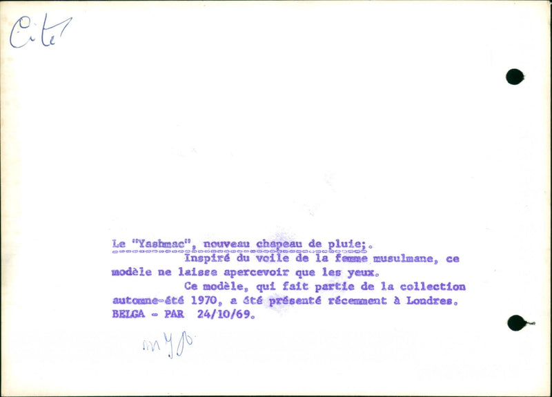 1969 MODEL SUMMER ANY PART FALL COLLECTION YASHMAC PAR INSPIRED EYES WHIC - Vintage Photograph