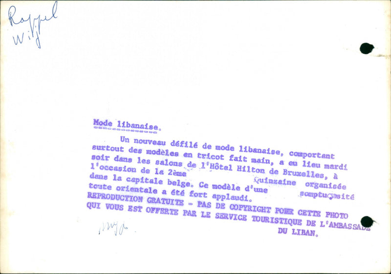 AMBASSAVA MODEL HANDMADE NIGHT OCCASION HOTEL BRUSSELS OXGANISEE PATTERNS - Vintage Photograph