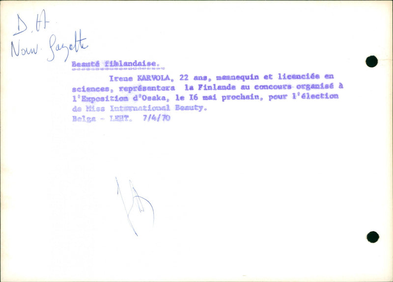 MODEL SUZETTE ELECTION BEIGE REPRESENT YEARS OSAKA CONTE INTERNATIONAL - Vintage Photograph