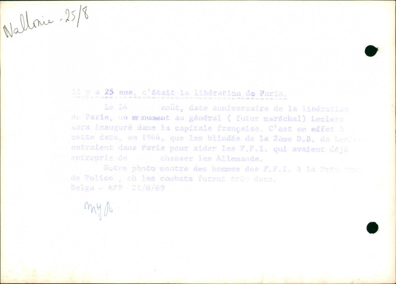 1944 IFS BEGUN HELP ENTERED OUR MONUMENT PARIA GERMANS LECLERO POLICE PARIS - Vintage Photograph