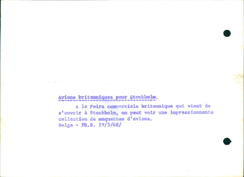 STOCKHOLM BRITISH SEE MODELS COLLECTION BRITAMICS AVIOUS STOCKHOLE COMES - Vintage Photograph