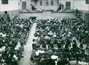 1962 DELEGATION DECEMB BRUSSELS CARDIJN ROOM TRIBUTE PALAIS CONGRES HOMAGE HONO - Vintage Photograph