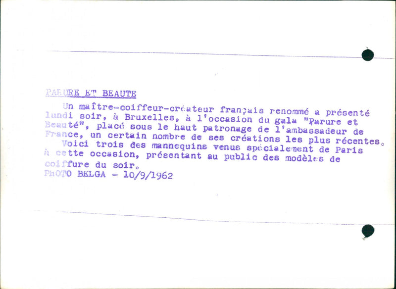 1962 PRESENT MOST OCCASION BRUSSELS GALA MODELS EVENING MASTER SPEC PARIS FRANCE - Vintage Photograph