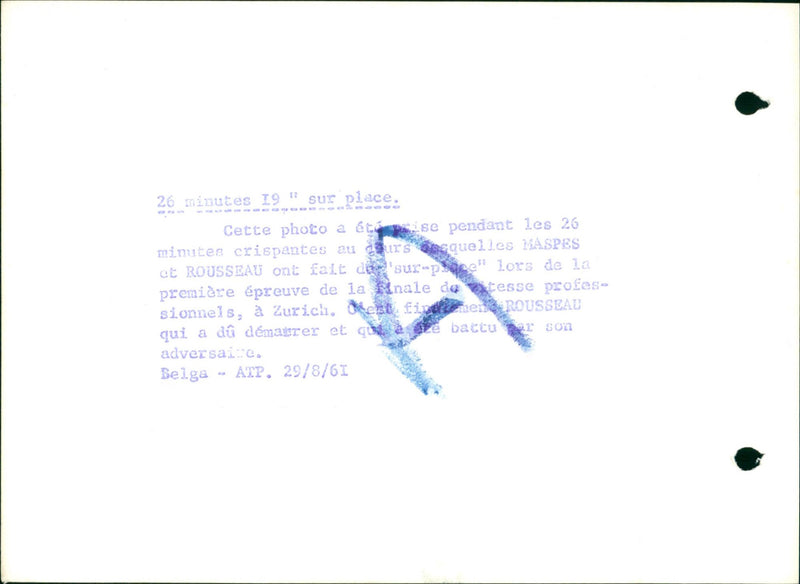 ZURICH START SAROUSSEAU STRESSFUL FINALE DID SUR AESTHETIZES PROFE PREMIERE - Vintage Photograph