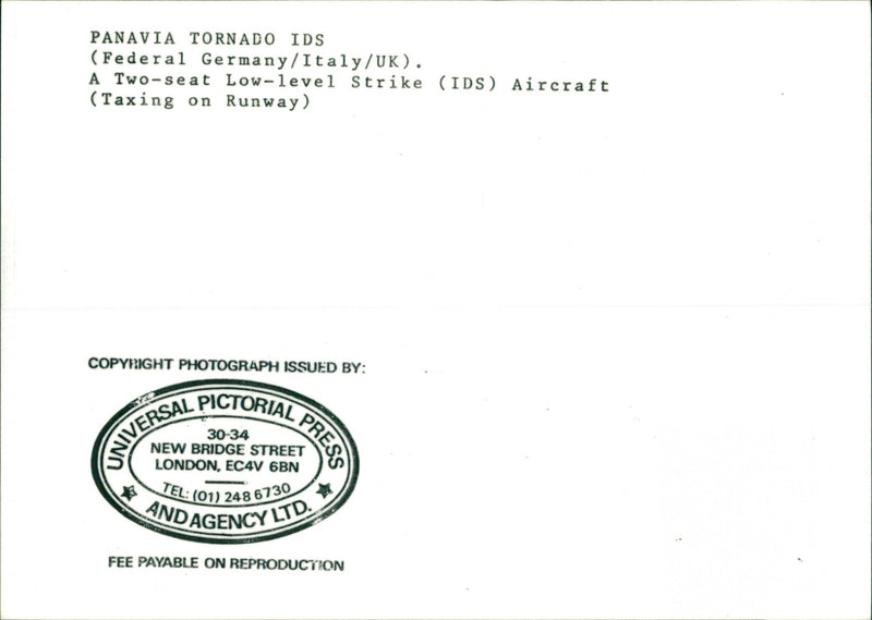 UNIVERSAL PRESS AIRCRAFT PICTORIAL ITALY - Vintage Photograph