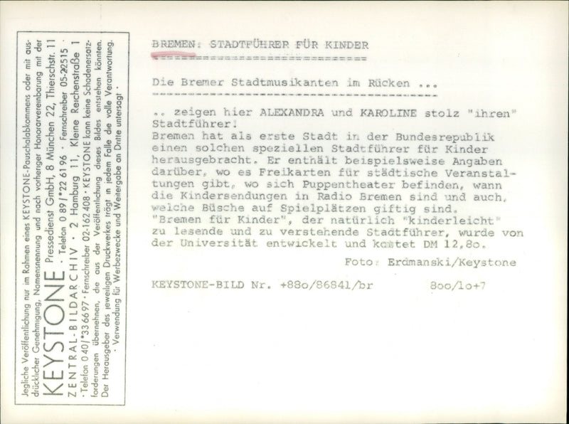BREMEN MUSICIANS BACK PRINTABLE UNDER KEYSTONE - Vintage Photograph