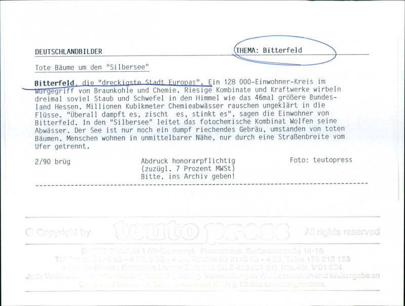 1990 BITTERFELD DIE FILTHYEST EUROPE INHABITANT CIRCLE WURGEGRI - Vintage Photograph