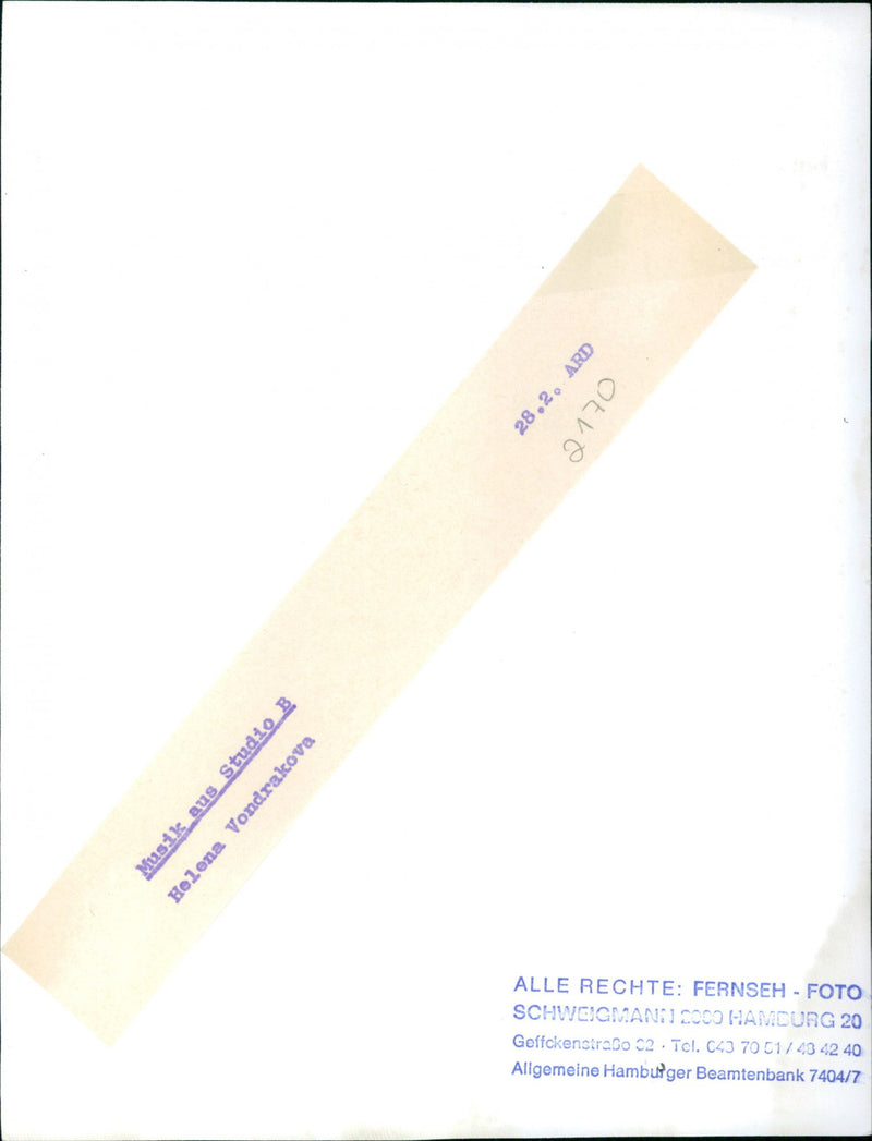 ARD OTVE MUSIC STUDIO HELENA VONDRAKOVA FERNSEH FOTO SCHWGIGMANSI - Vintage Photograph