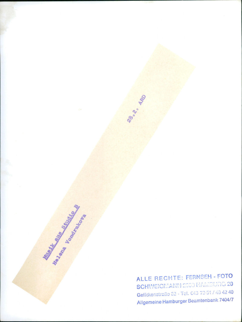 ARD MUSIC STUDIO HELENA VONDRAKOVA ALL RIGHTS FERNSEH FOTO SCHWCICMA - Vintage Photograph