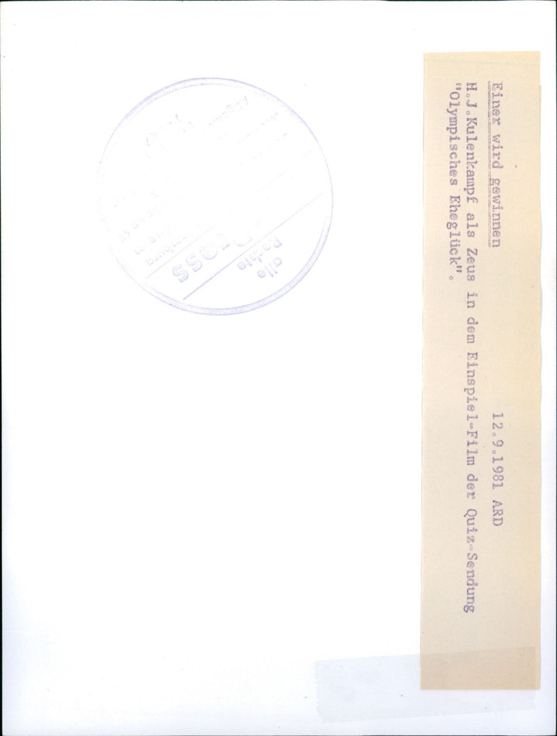 1981 ARD MJKULENKAMPF ZEUS SCREENING FILM QUIZ OLYMPIC - Vintage Photograph