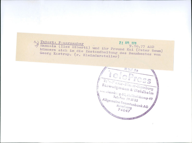 1977 MANUELA ILSE BIBERTI AND HER FRIEND KAI PETER SEUM ARE - Vintage Photograph