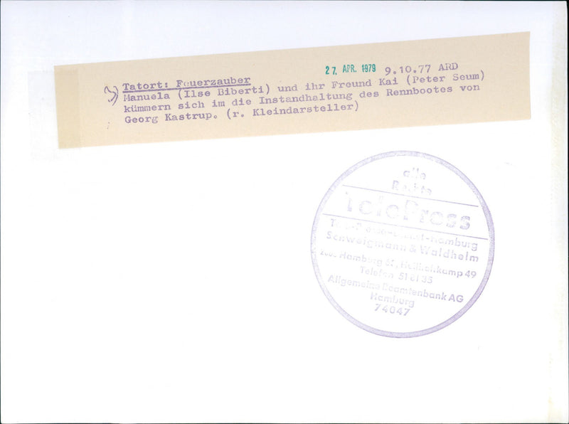 1977 MANUELA ILSE BIBERTI AND HER FRIEND KAI PETER SEUM FALL - Vintage Photograph