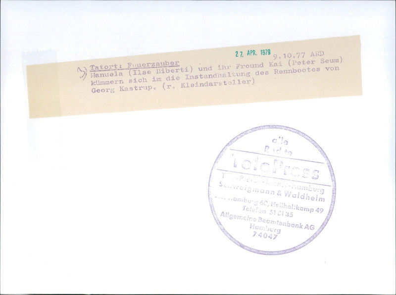 1977 MANUELA ILSE BIBERTI AND HER FRIEND KAI PETER SEUM FALL MAINTENANCE - Vintage Photograph