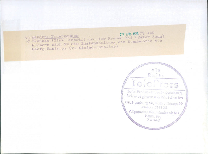 1979 MANUELA ILSE BIBERTI AND HER FRIEND KAI PETER SEUM FALL - Vintage Photograph